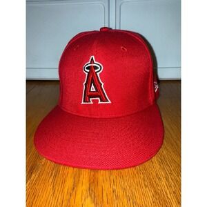 New Era Los Angeles Angels 59FIFTY Fitted Hat Red MLB Baseball Cap 7 3/8